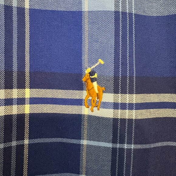 Ralph Lauren Polo Men's Classic Blue Plaid Button-Down Oxford Shirt XL Logo - Picture 4 of 10